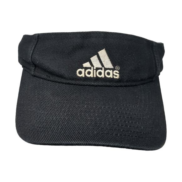 Adidas Strapback Sun Visor Cap Black One Size Adjustable Embroidered Lightweight - Picture 1 of 9